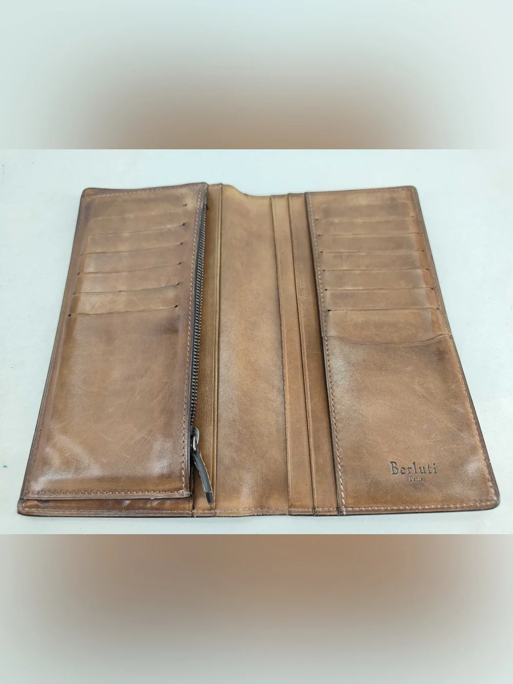 Berluti Paris Embossed Leather Long Wallet - Tan